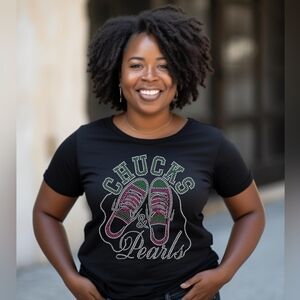 Chucks and Pearls Rhinestone T-Shirt